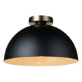 Matte Black 1-Light Semi-Flush Mount with Gold Accent Q3862