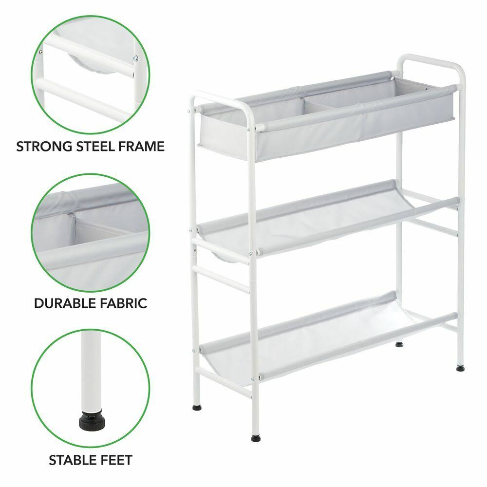 3-Tier Metal and Fabric Storage Cart F9361