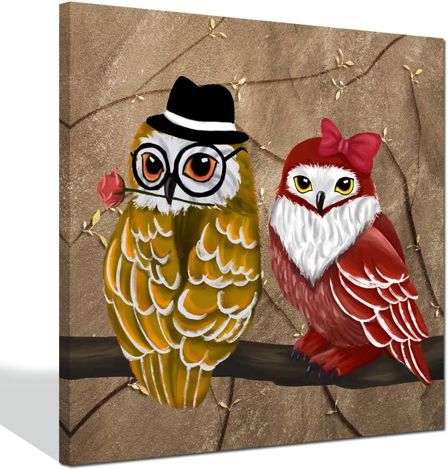 Owl Canvas Wall Art Framed 24x24 Inches T8238