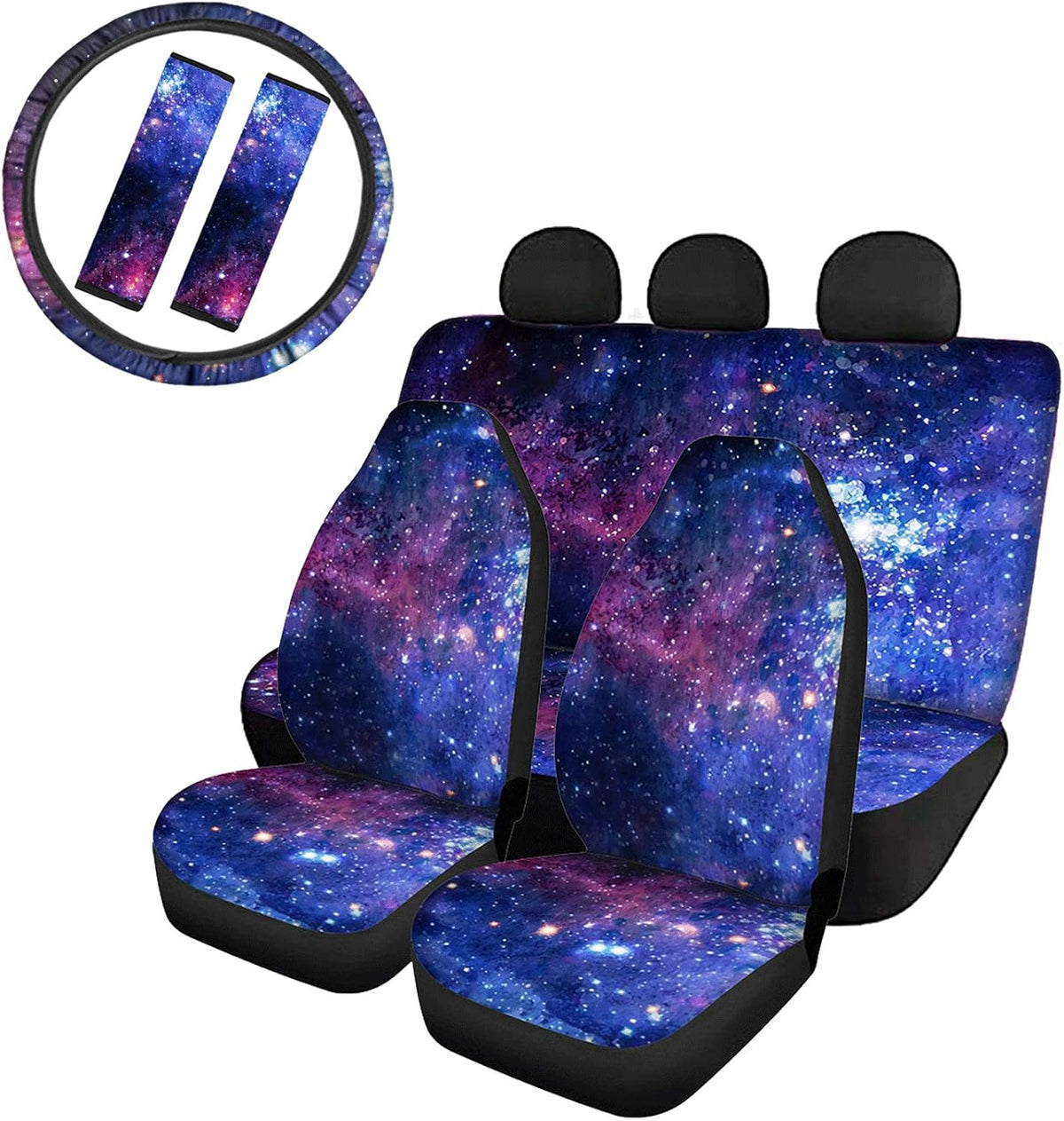 Car Seat Covers and Steering Wheel Cover and Seat Belt Pads V56408