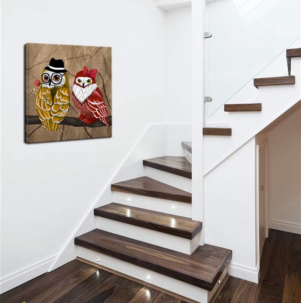 Owl Canvas Wall Art Framed 24x24 Inches T8238