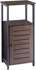 Espresso Bathroom Floor Storage Cabinet with Door and 3 Side Shelves V6538