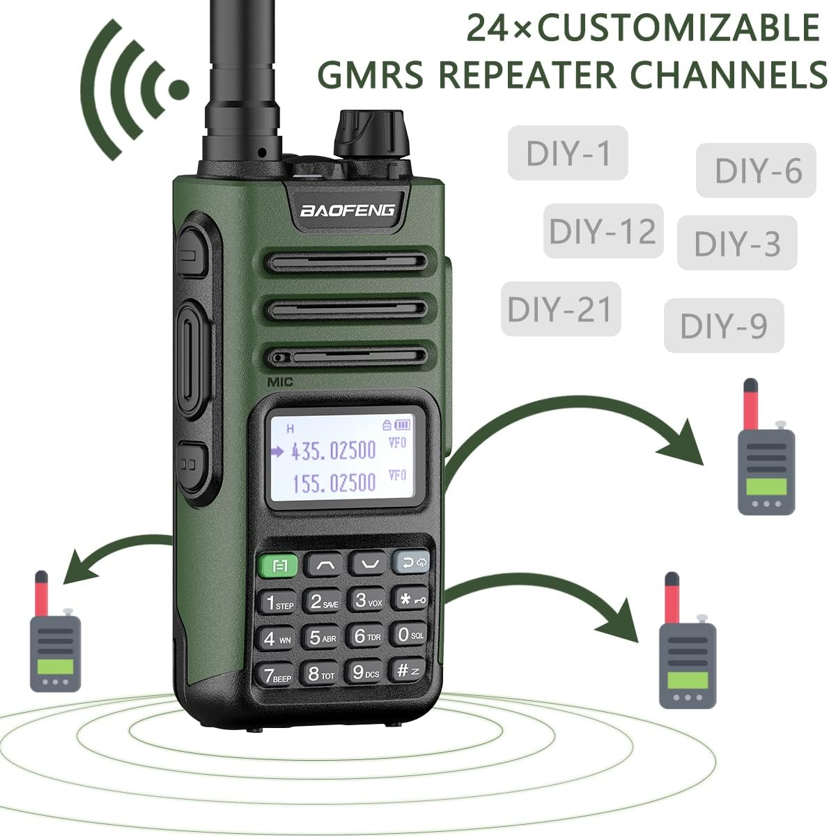 GMRS Long Range Rechargeable Two Way Radio Full Kits J7040