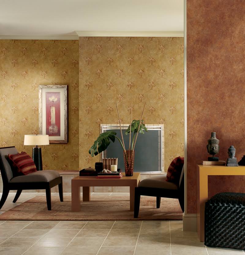 Brown Ogee Wallpaper C858