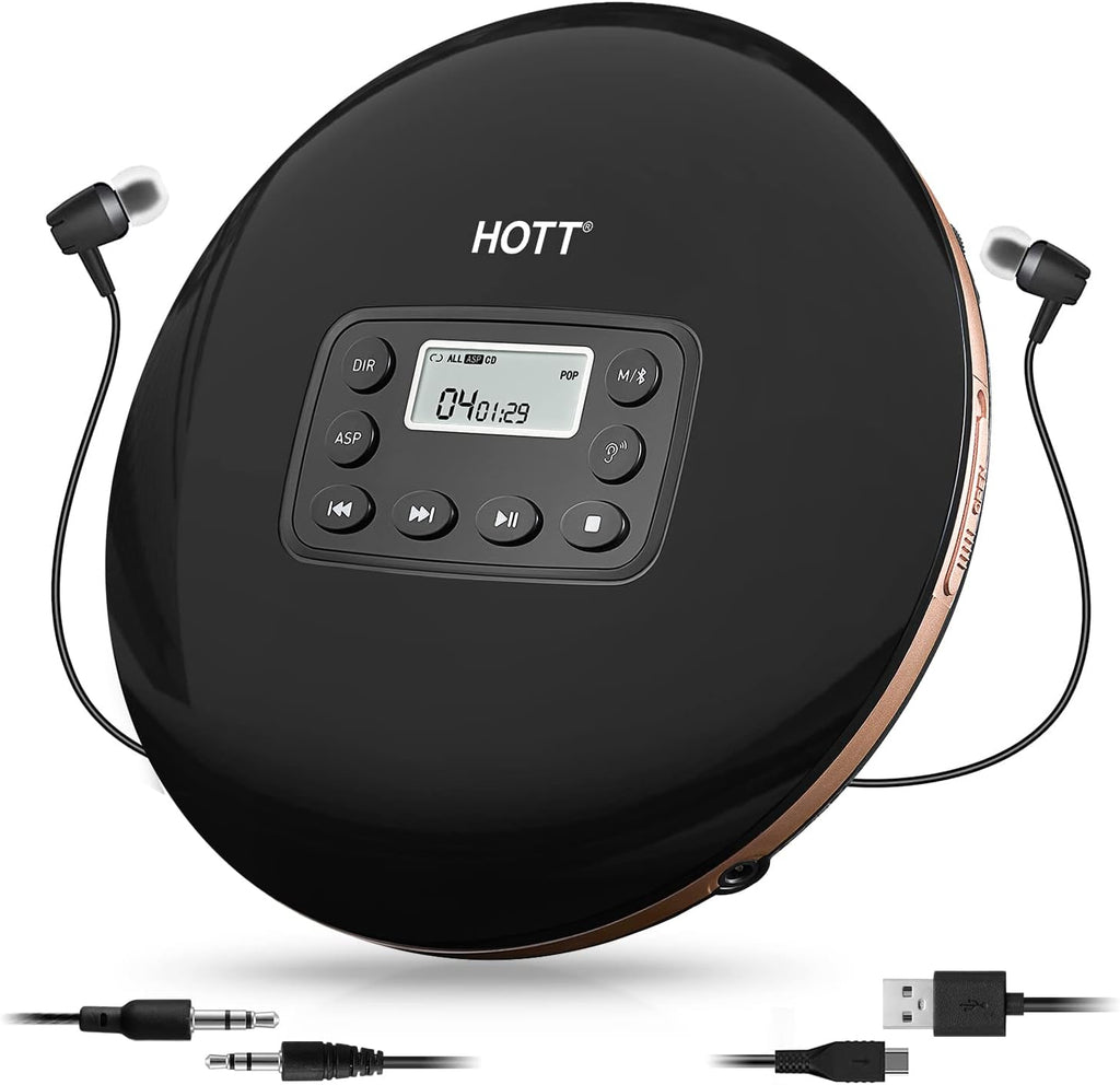 Portable Bluetooth CD Player Rechargeable Black G83628