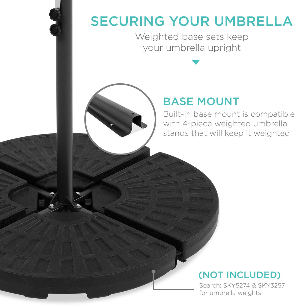 10ft Solar LED Offset Hanging Patio Umbrella J3796