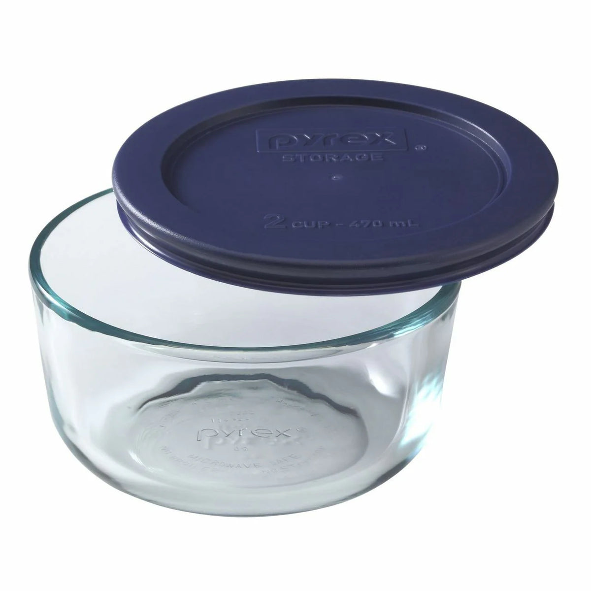 2 Cup Round Dish with Blue Lid L7878