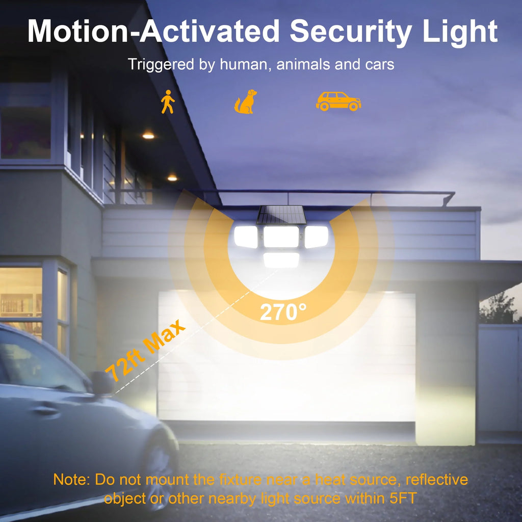 Solar Lights Outdoor 304LED 2500LM Motion Sensor Security Lights with Remote Control IP65 Waterproof 2Pack V2685