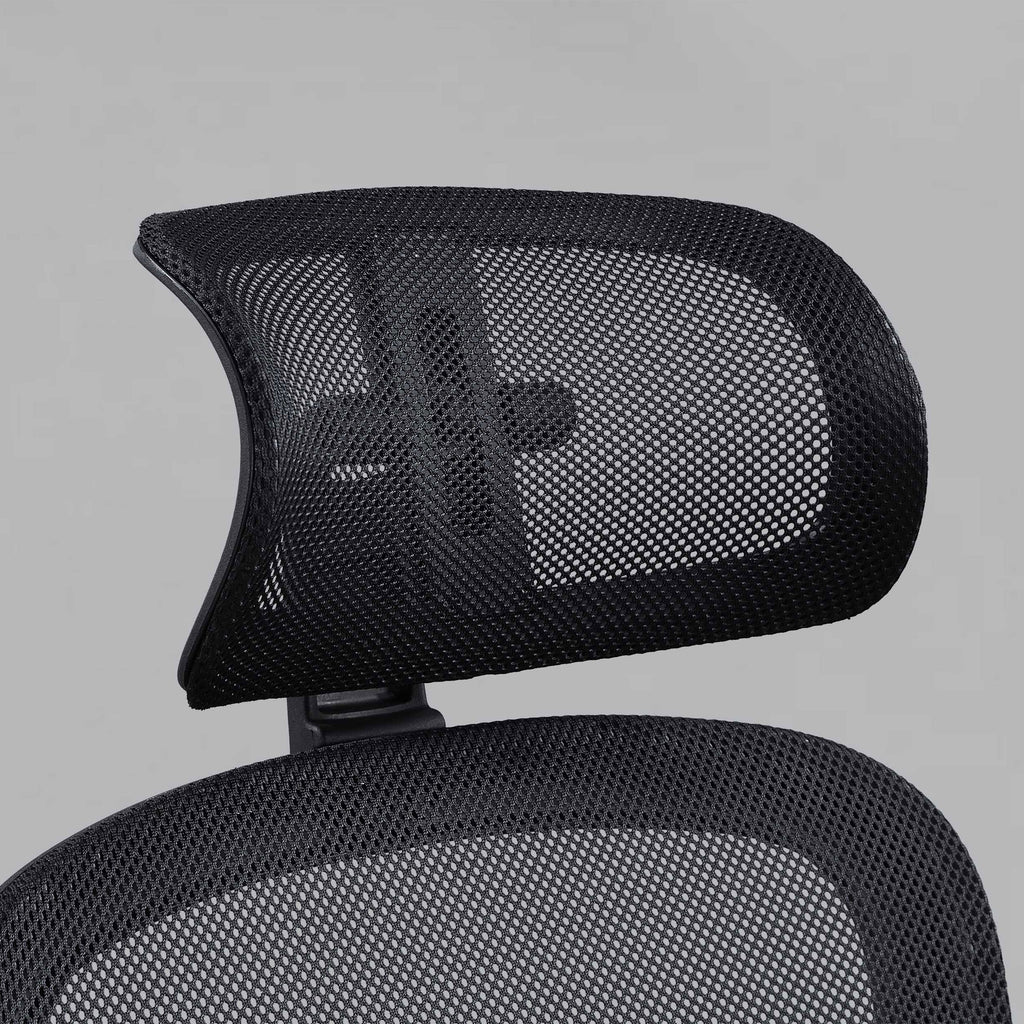 Black Fabric Ergonomic Office Chair with Adjustable Headrest M6578