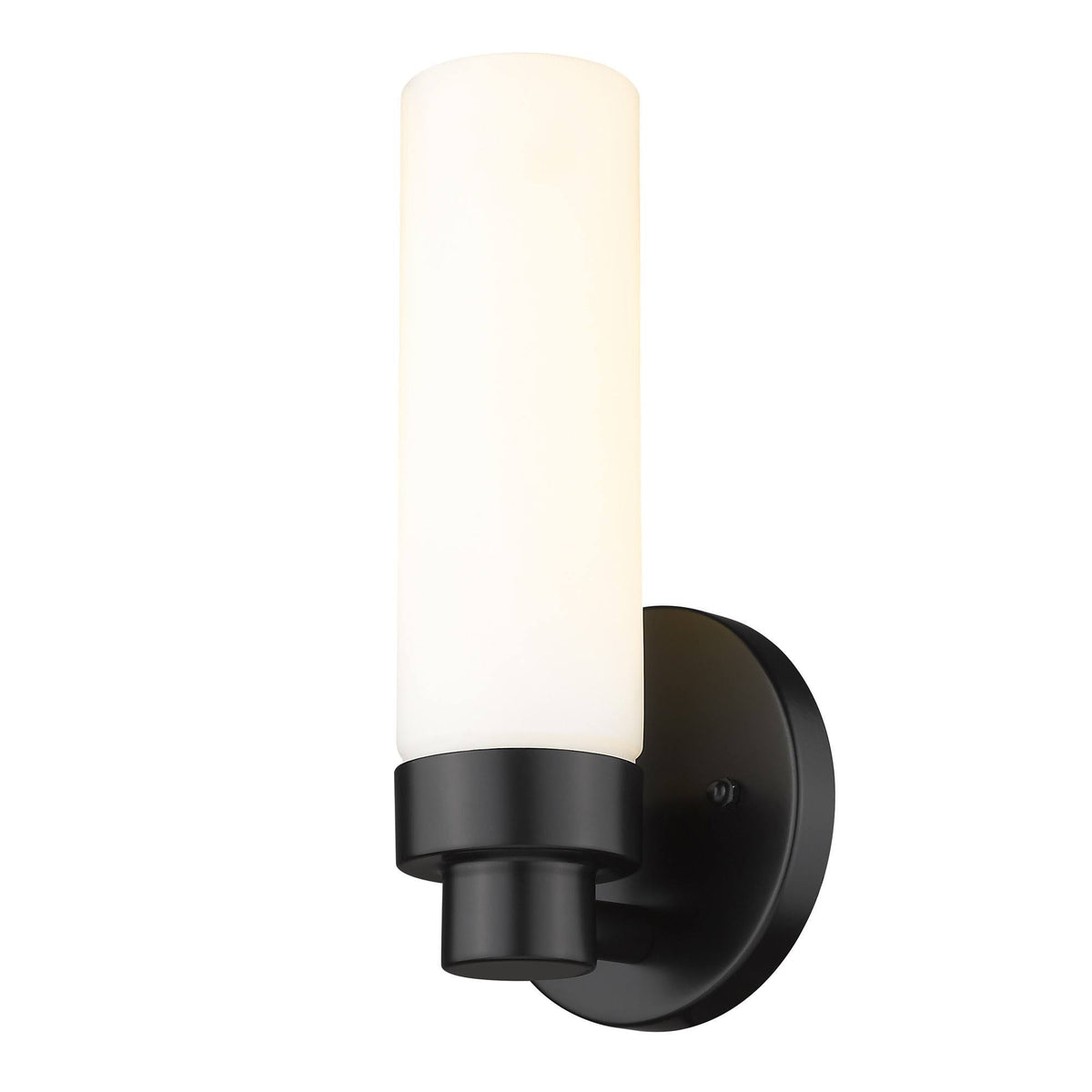 1-Light Matte Black Sconce with Etched Glass L8385