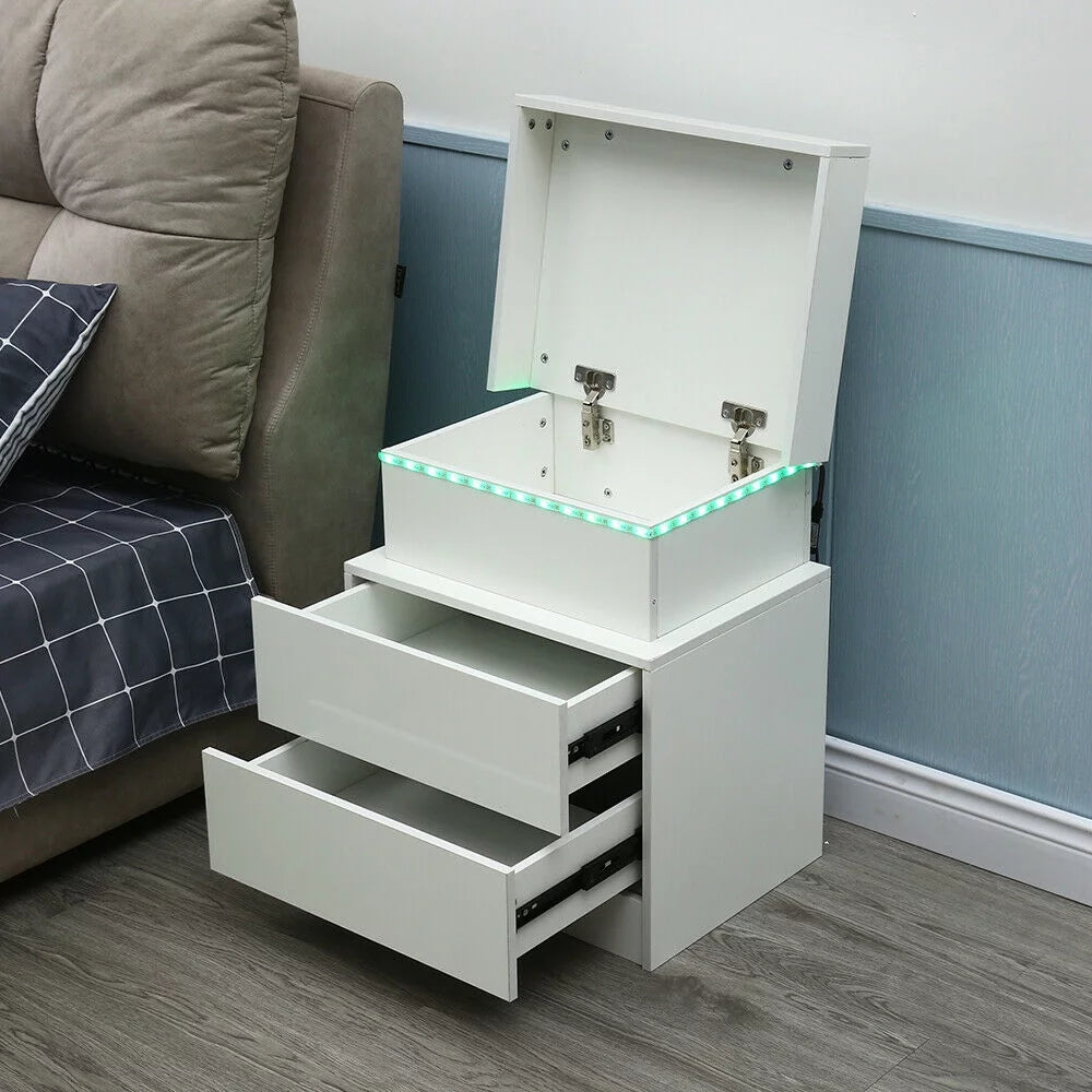High Gloss LED Nightstand with 2 Drawers M70412