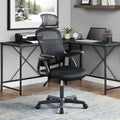 Black Fabric Ergonomic Office Chair with Adjustable Headrest M6578