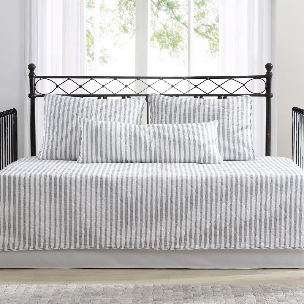 Grey Ticking Stripe 39 X 75 Daybed Cover Set M2043