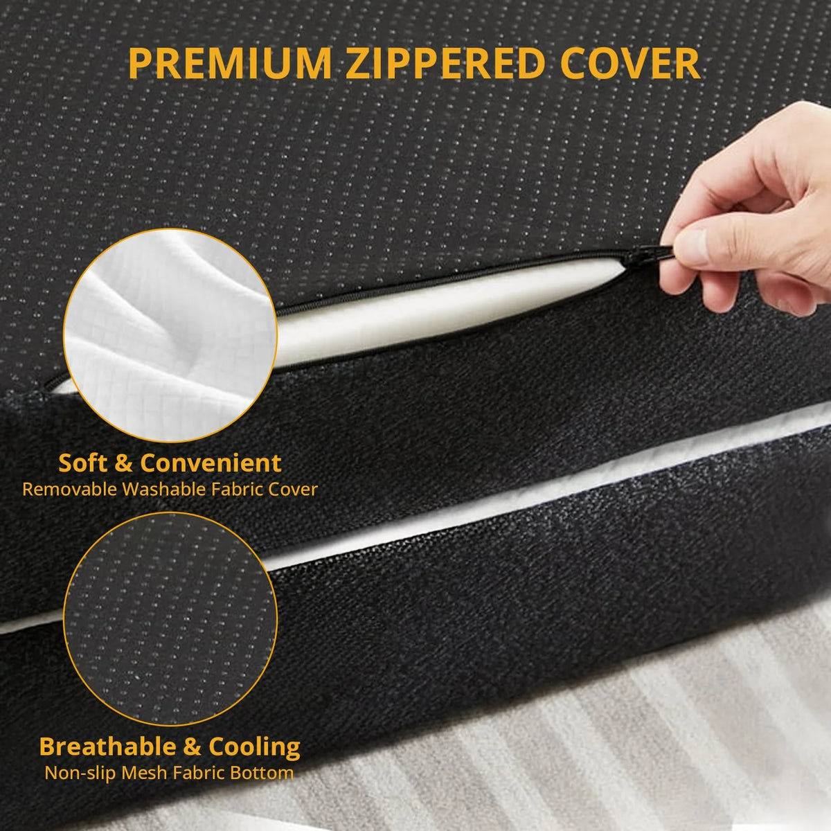 Folding Twin Size Memory Foam Mattress with Cover O2646