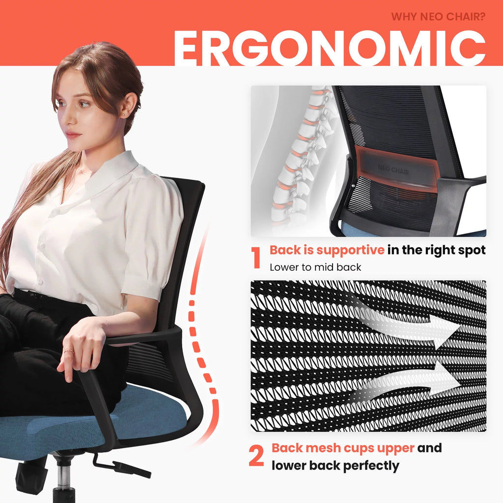 Dark Blue Ergonomic Mesh Office Chair W58779