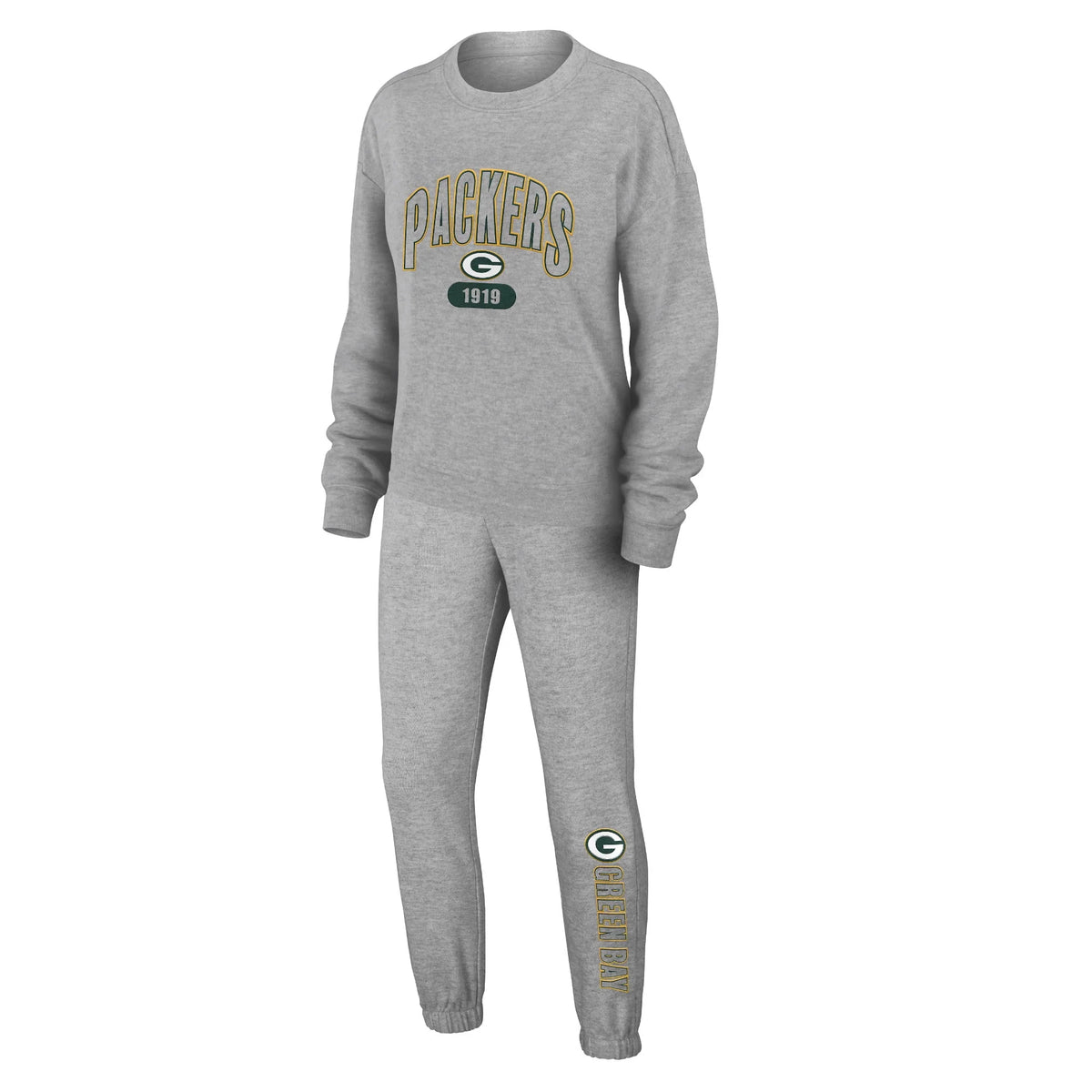 Heather Gray Knit Long Sleeve Tri-Blend T-Shirt & Pants Sleep Set U390335