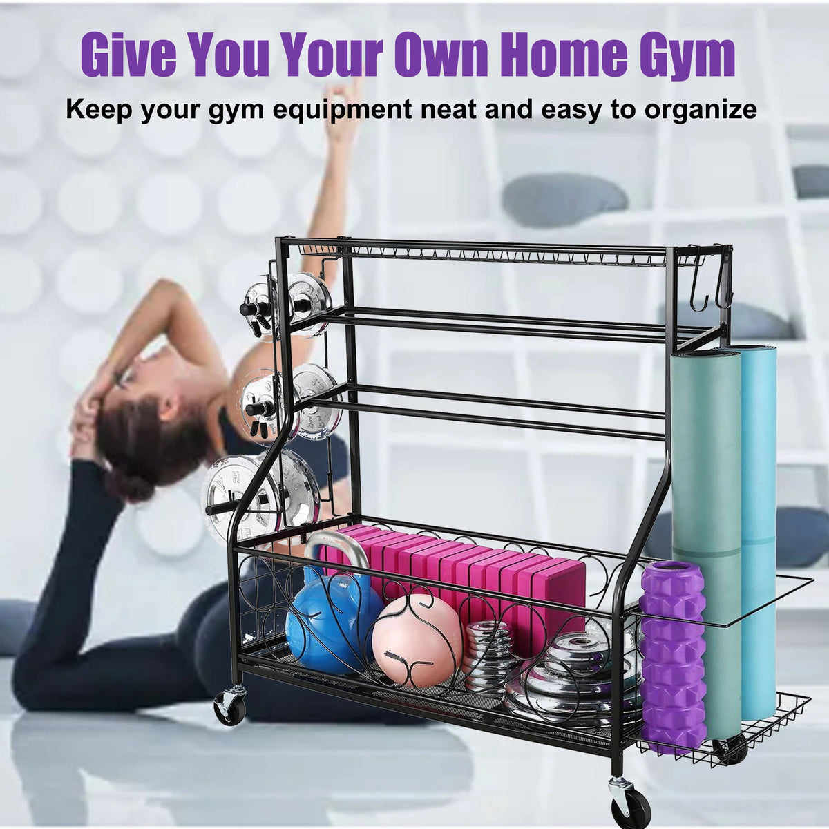 Black Dumbbell Rack Storage Shelves U559