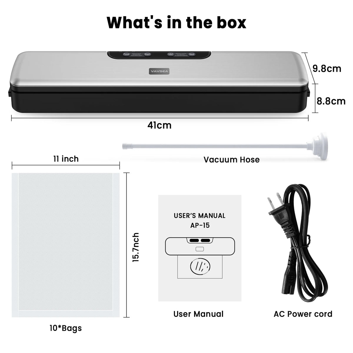 Vacuum Sealer with Vacuum Hose & 10Pcs Bags X1134