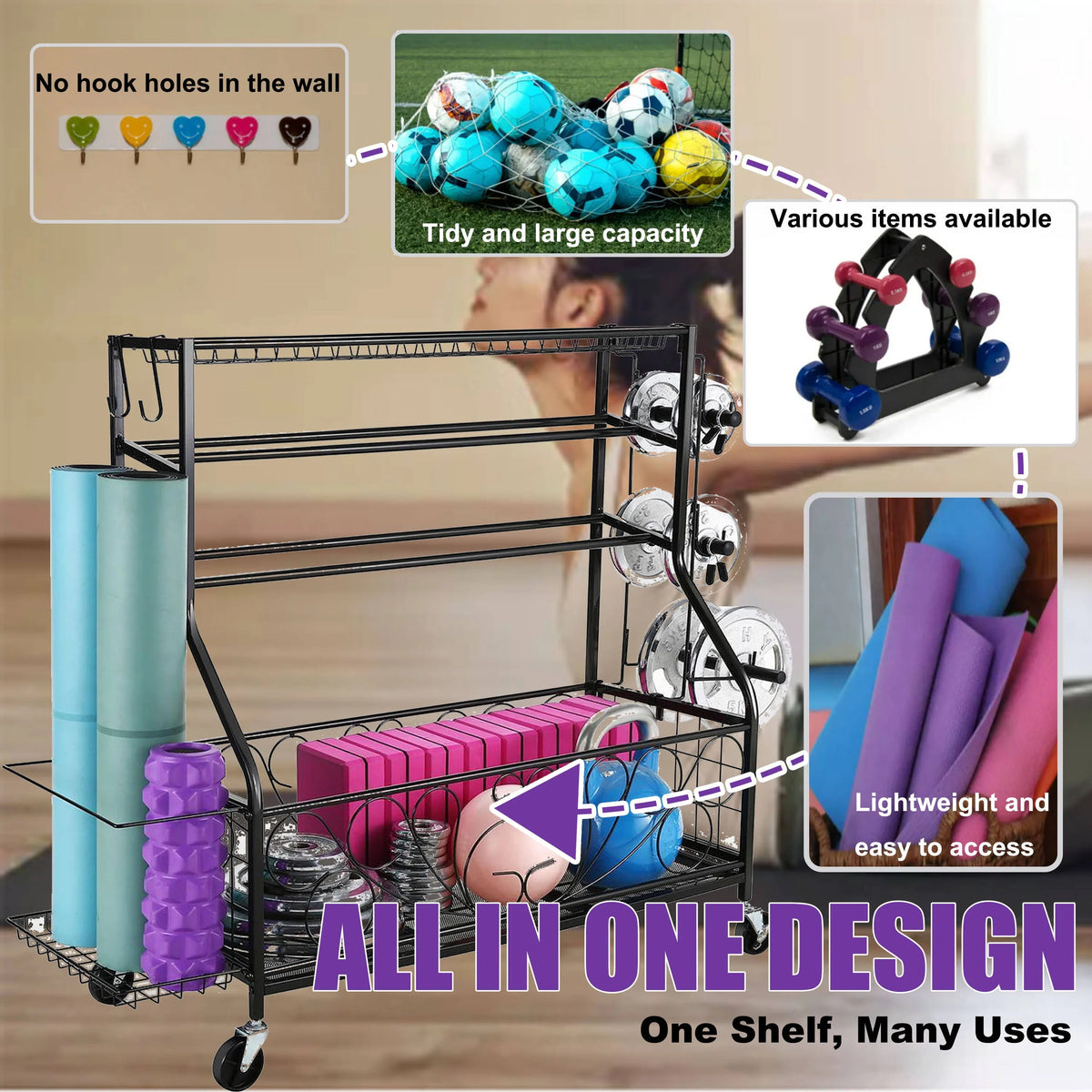 Black Dumbbell Rack Storage Shelves U559