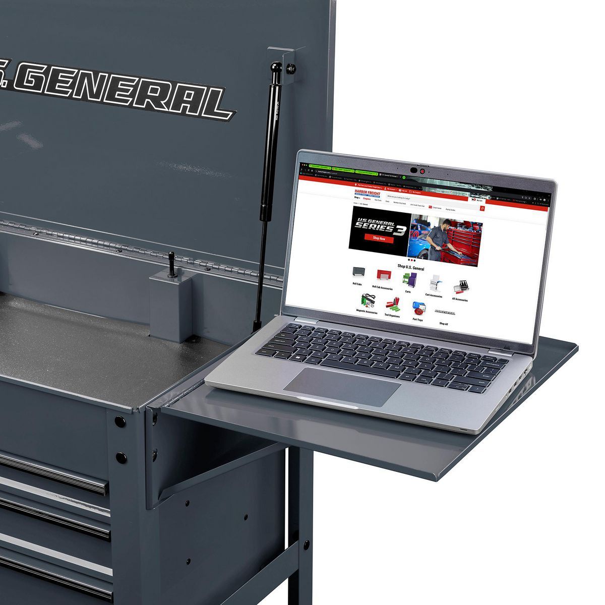 Folding Side Tray for 4-Drawer Tech Cart, Slate Gray X970