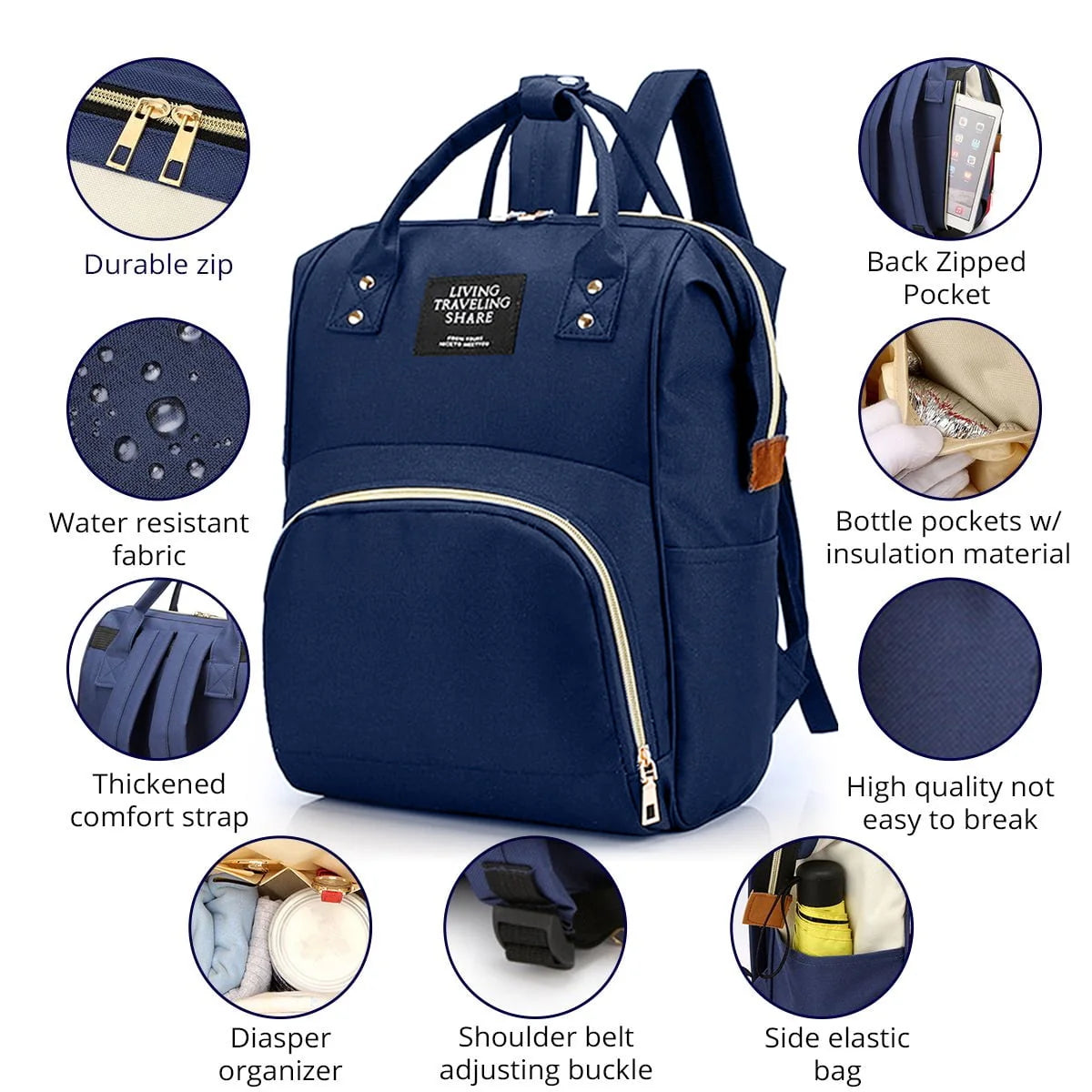 Waterproof Large Capacity Diaper Bag Backpack U8659