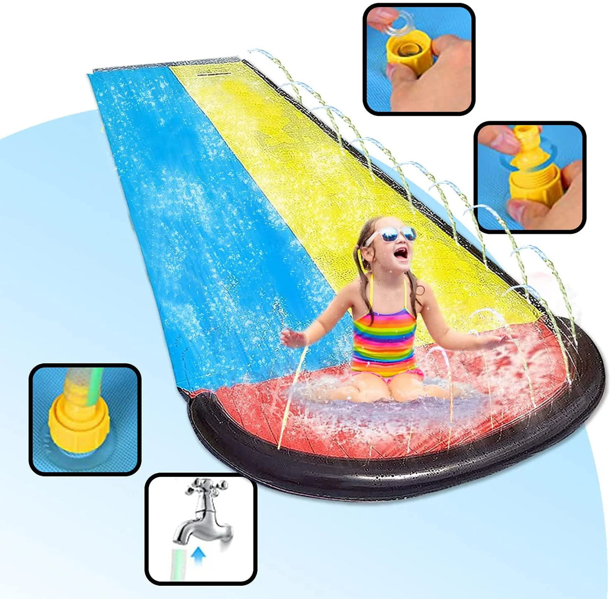 15.5ft Inflatable Lawn Water Slide with Sprinkler Pad S6573